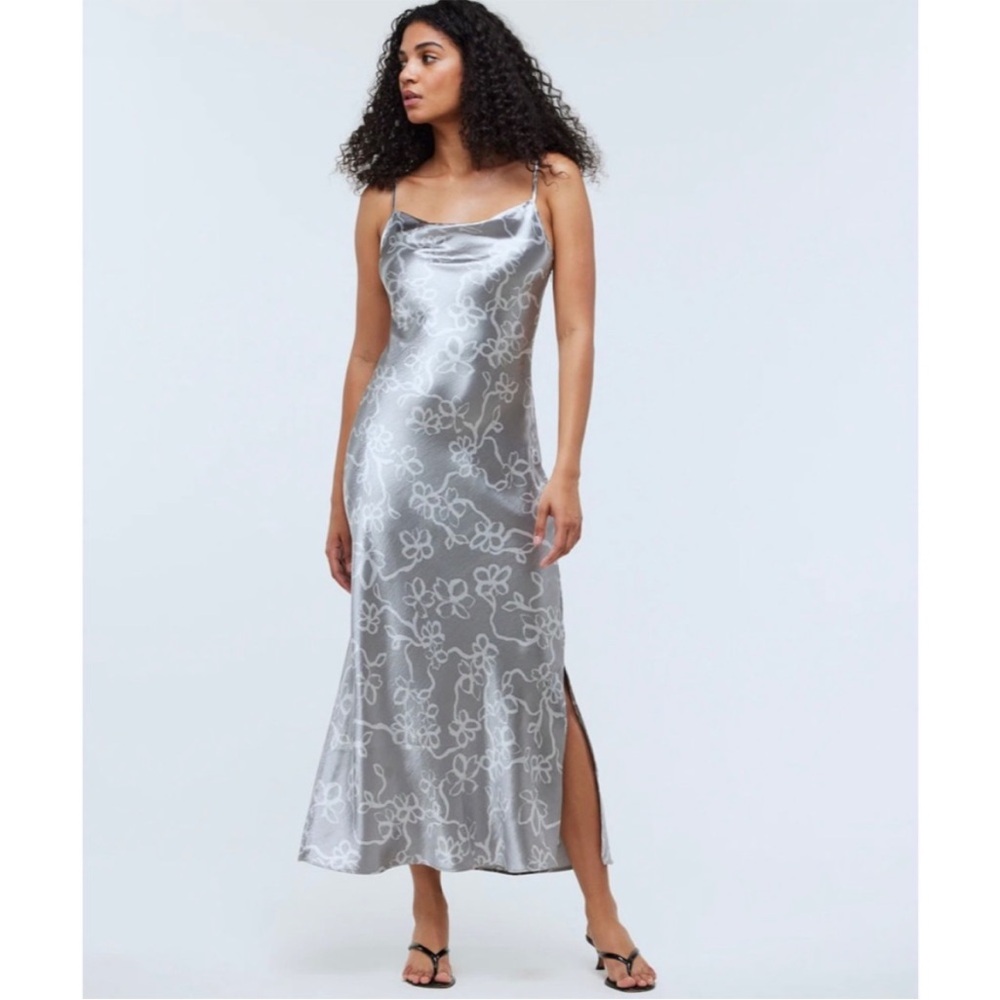 Madewell metallic midi slip dress in floral